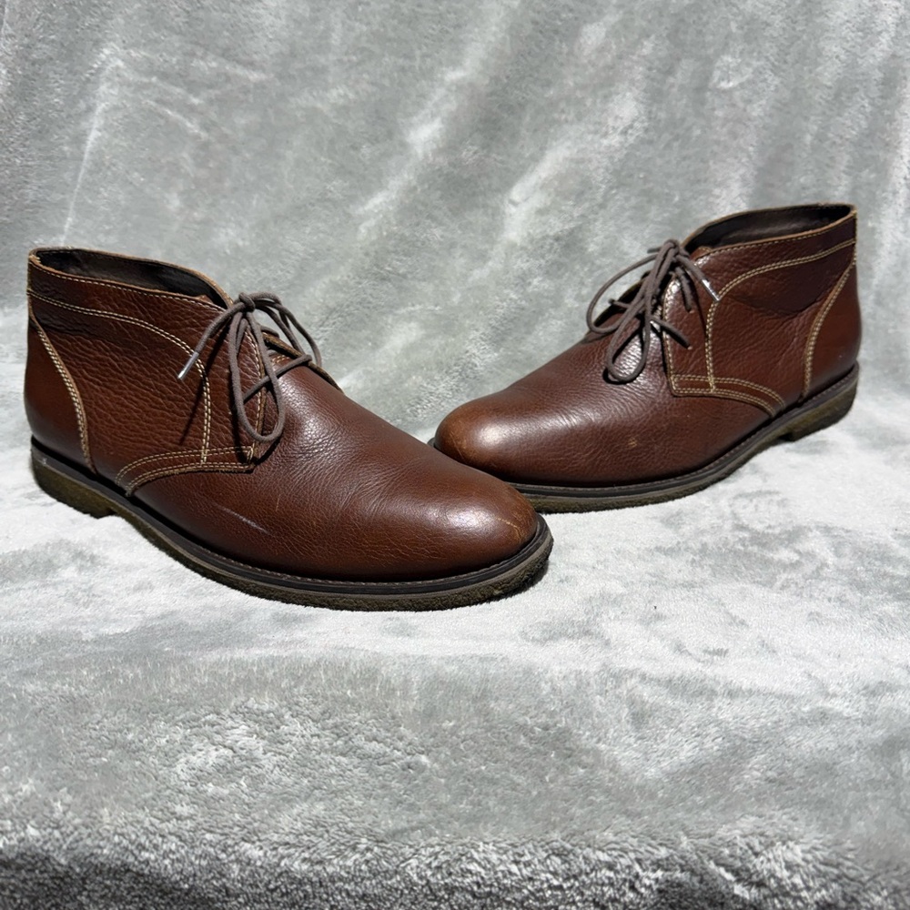 Johnston & Murphy Pebble Leather Copeland Crepe Sole Chukka Desert Boots Shoe 10